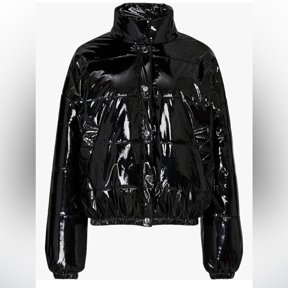 RTR Now Shiny Black Puffer Jacket